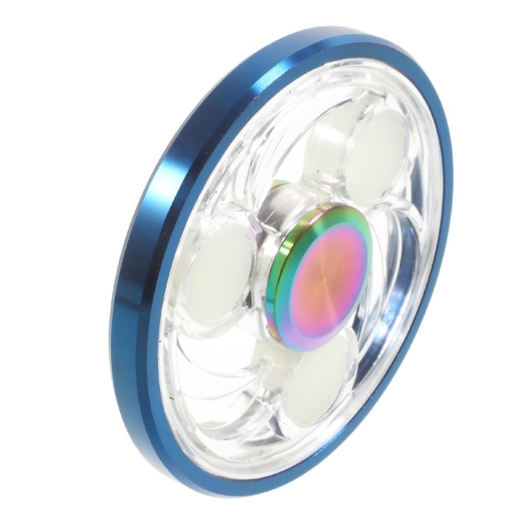 CE/RoHS Clear PC Luminous Round Finger Fidget Spinner ADHD Focus Anxiety Relief Toy - Blue Smooth Edge-4