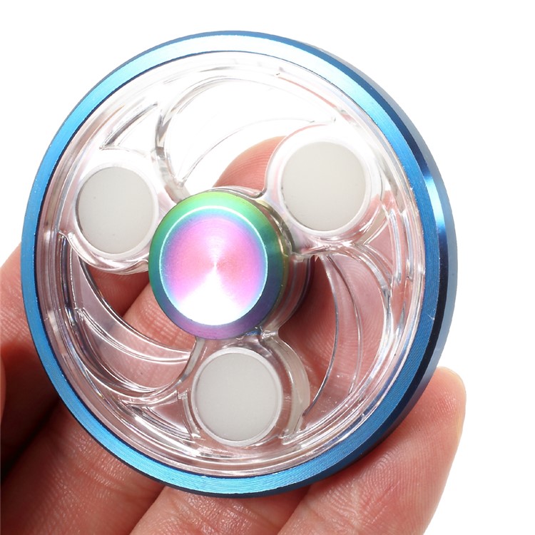 CE/RoHS Clear PC Luminous Round Finger Fidget Spinner ADHD Focus Anxiety Relief Toy - Blue Smooth Edge-6