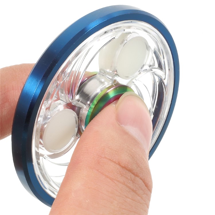 CE/RoHS Clear PC Luminous Round Finger Fidget Spinner ADHD Focus Anxiety Relief Toy - Blue Smooth Edge-7