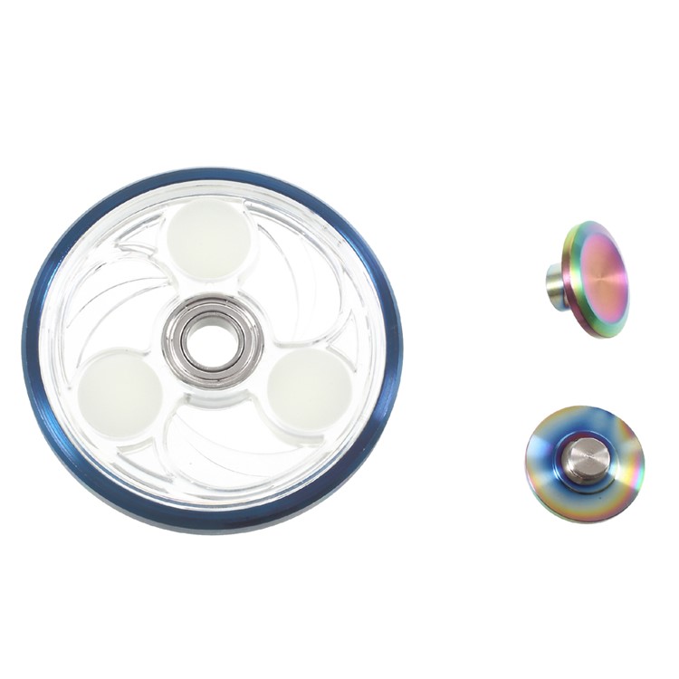 CE/RoHS Clear PC Luminous Round Finger Fidget Spinner ADHD Focus Anxiety Relief Toy - Blue Smooth Edge-8