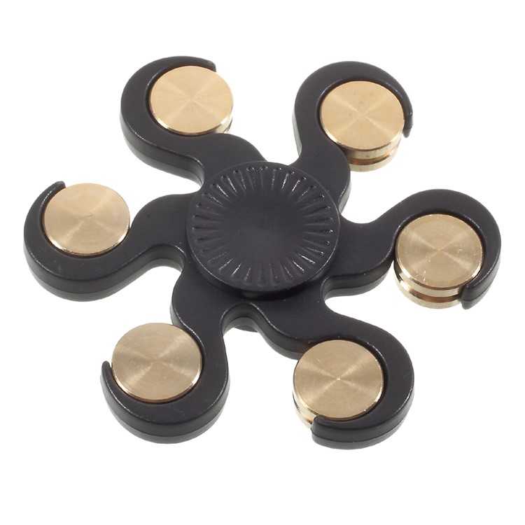 Six Leaves Shape Brass Rivet Fidget Finger Spinner EDC Toy-2
