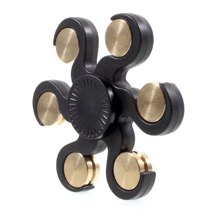 Six Leaves Shape Brass Rivet Fidget Finger Spinner EDC Toy-3