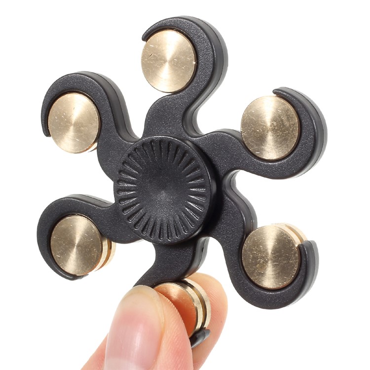 Six Leaves Shape Brass Rivet Fidget Finger Spinner EDC Toy-5