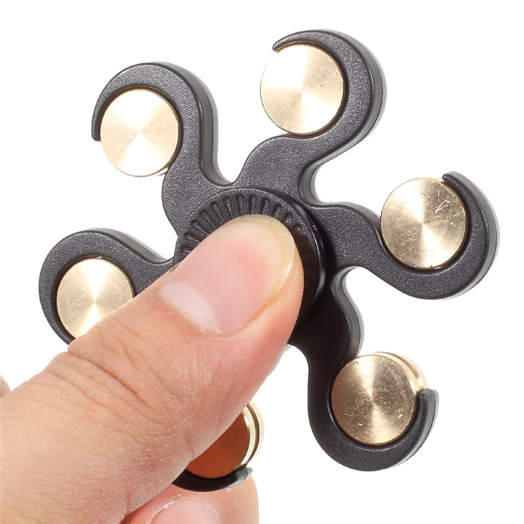 Six Leaves Shape Brass Rivet Fidget Finger Spinner EDC Toy-7