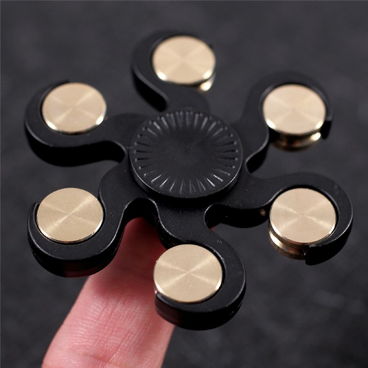 Six Leaves Shape Brass Rivet Fidget Finger Spinner EDC Toy-9