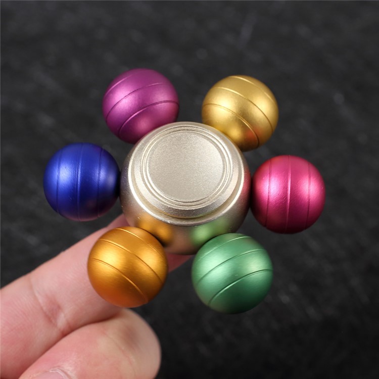 Zinc Alloy Six-arm Balls Colorful Fidget Spinner Stress Reducer Finger Toy-2