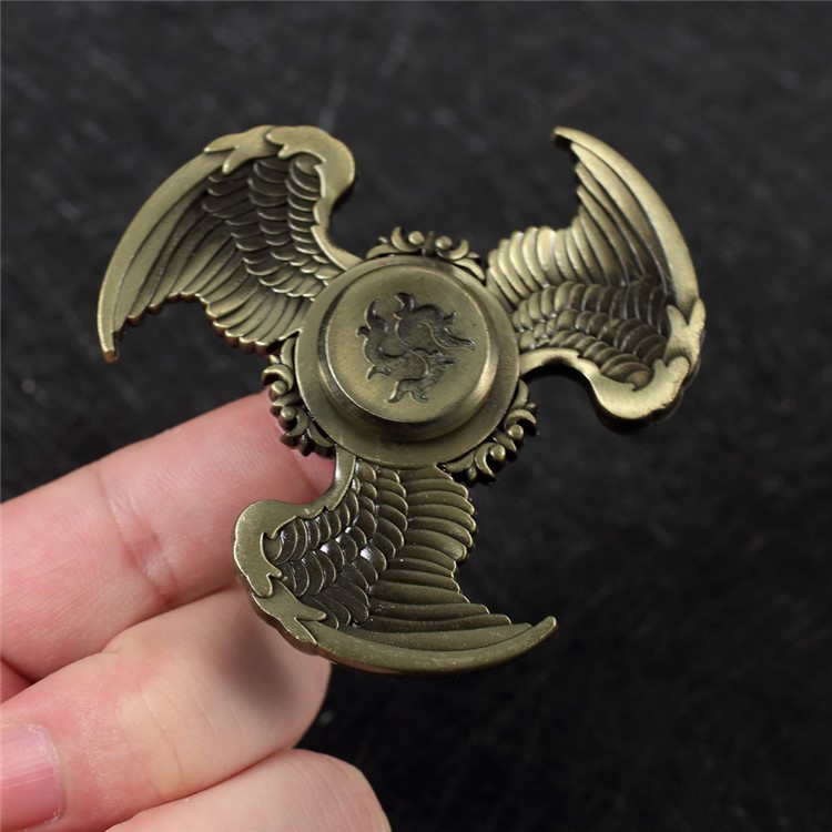 Eagle Pattern Fast Bearing Tri-Spinner Fidget Hand Spinner Stress and Anxiety Relief Toy - Bronze-2