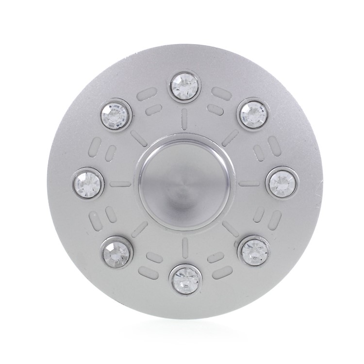 Inlaid 16 Diamonds Round Spinner Fidget Toy Metal Finger Spinner EDC Toy for Kids and Adults - Silver-1