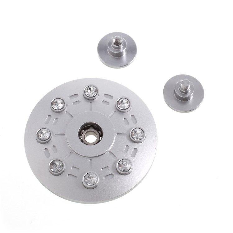 Inlaid 16 Diamonds Round Spinner Fidget Toy Metal Finger Spinner EDC Toy for Kids and Adults - Silver-10