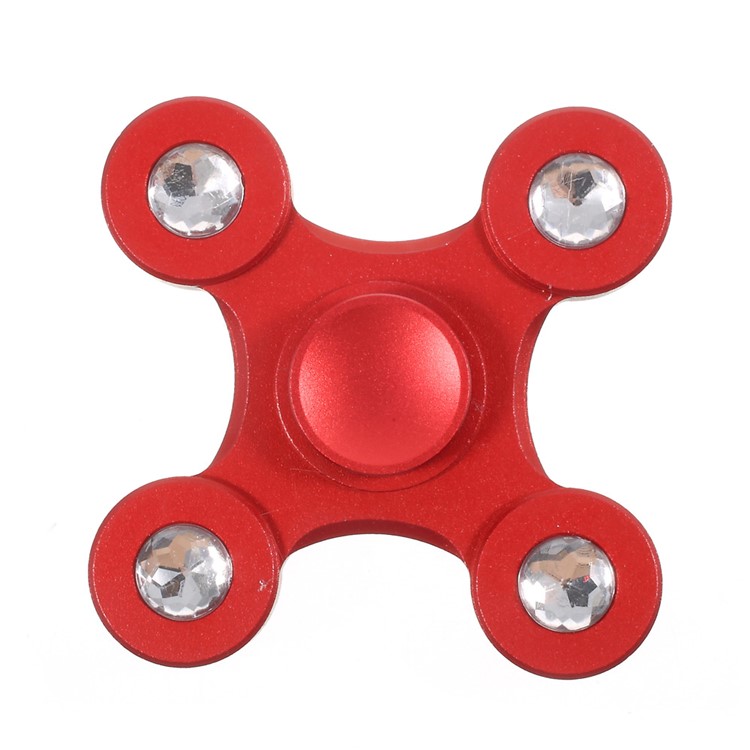 Drone Shape Rhinestone Stress Reducer Metal Fidget Hand Spinner Toy - Red-1