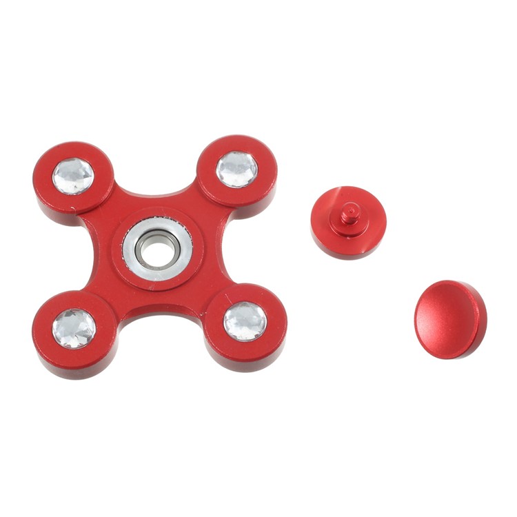 Drone Shape Rhinestone Stress Reducer Metal Fidget Hand Spinner Toy - Red-10
