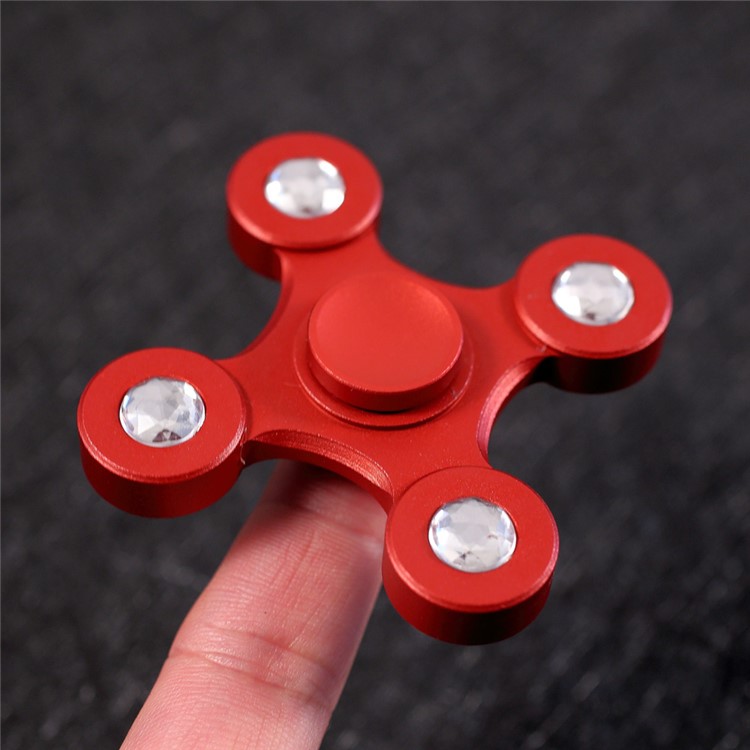 Drone Shape Rhinestone Stress Reducer Metal Fidget Hand Spinner Toy - Red-2
