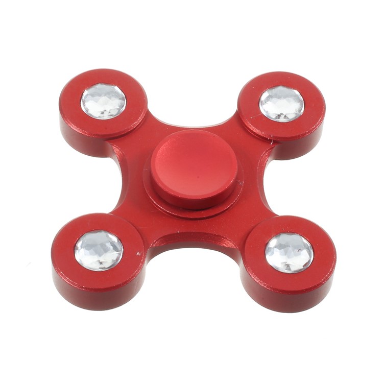 Drone Shape Rhinestone Stress Reducer Metal Fidget Hand Spinner Toy - Red-4