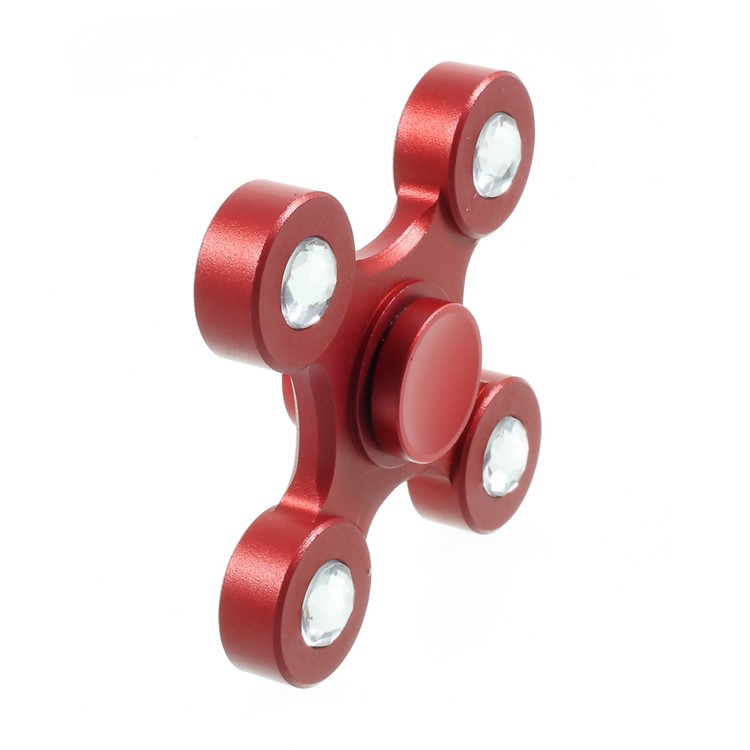 Drone Shape Rhinestone Stress Reducer Metal Fidget Hand Spinner Toy - Red-6