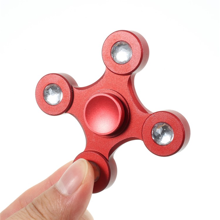 Drone Shape Rhinestone Stress Reducer Metal Fidget Hand Spinner Toy - Red-7