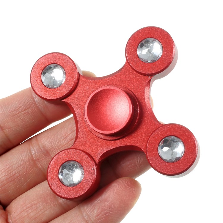 Drone Shape Rhinestone Stress Reducer Metal Fidget Hand Spinner Toy - Red-8