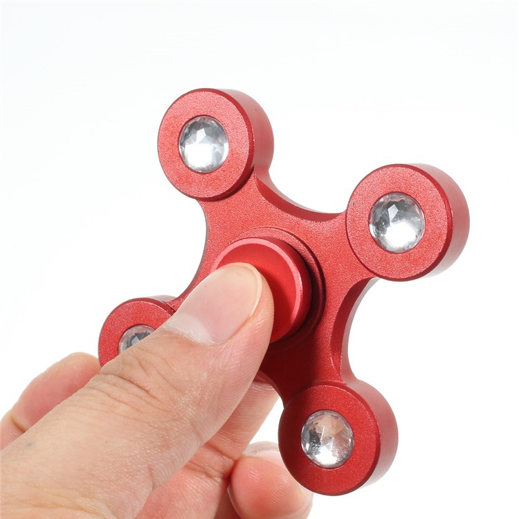 Drone Shape Rhinestone Stress Reducer Metal Fidget Hand Spinner Toy - Red-9