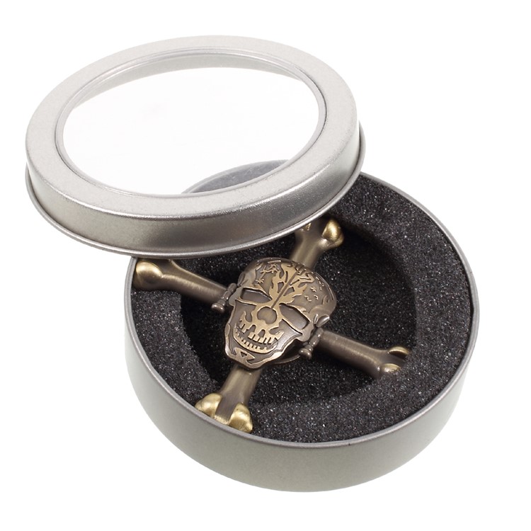 Skull Pattern Quadrangle Hand Finger Spinner Fidget Spinner Relieve Anxiety - Gold-11