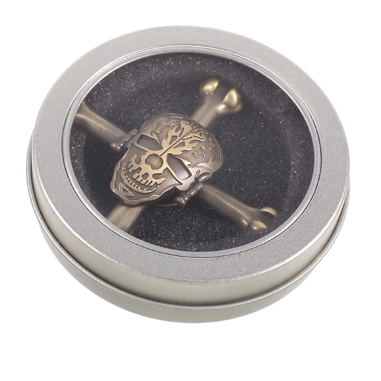 Skull Pattern Quadrangle Hand Finger Spinner Fidget Spinner Relieve Anxiety - Gold-12