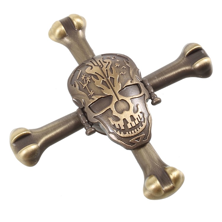 Skull Pattern Quadrangle Hand Finger Spinner Fidget Spinner Relieve Anxiety - Gold-2
