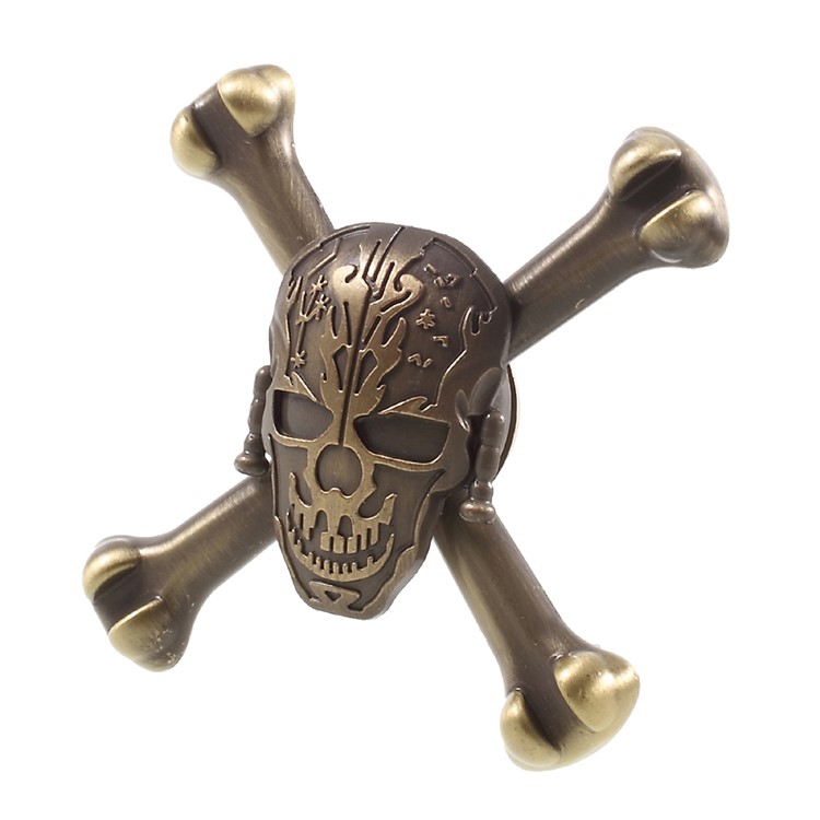 Skull Pattern Quadrangle Hand Finger Spinner Fidget Spinner Relieve Anxiety - Gold-3