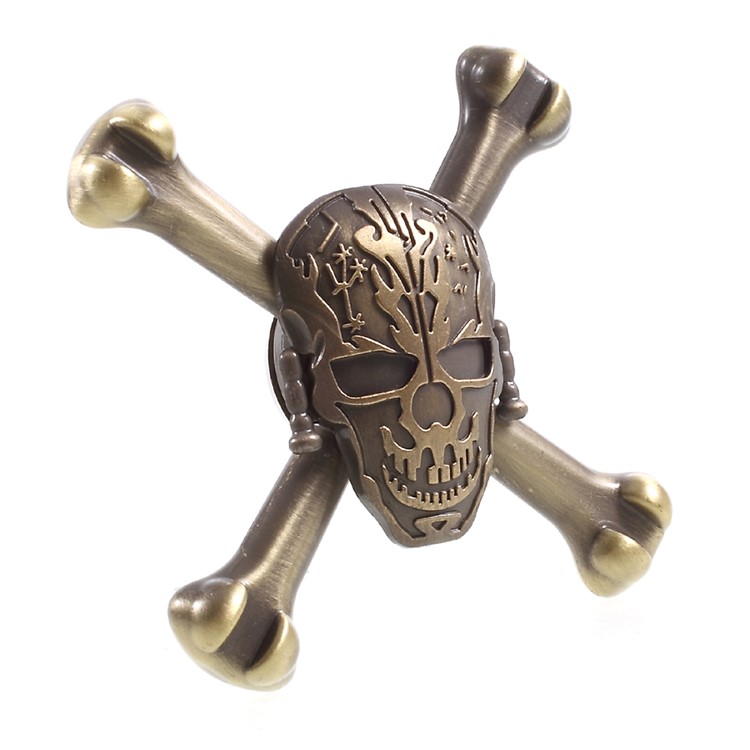Skull Pattern Quadrangle Hand Finger Spinner Fidget Spinner Relieve Anxiety - Gold-4