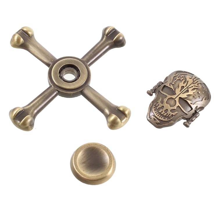 Skull Pattern Quadrangle Hand Finger Spinner Fidget Spinner Relieve Anxiety - Gold-5