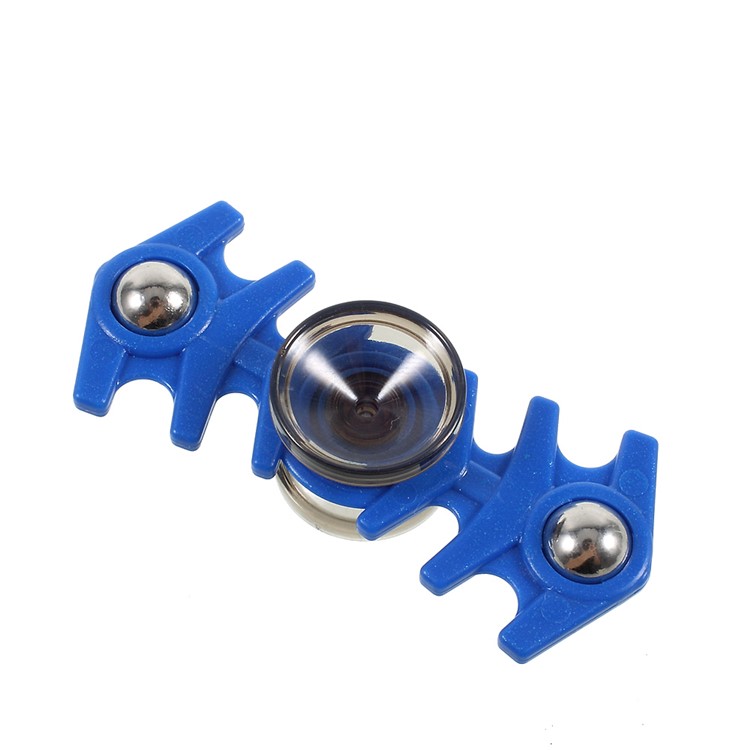 2 Metal Balls Fish Bone Pattern EDC Spinner Fidget Spinner Finger Toy - Blue-1