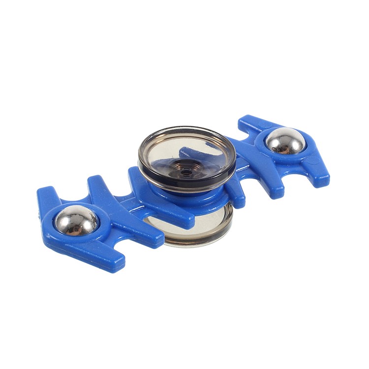 2 Metal Balls Fish Bone Pattern EDC Spinner Fidget Spinner Finger Toy - Blue-2