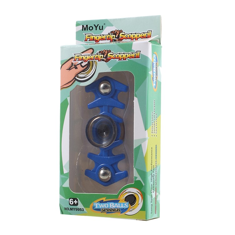 2 Metal Balls Fish Bone Pattern EDC Spinner Fidget Spinner Finger Toy - Blue-9