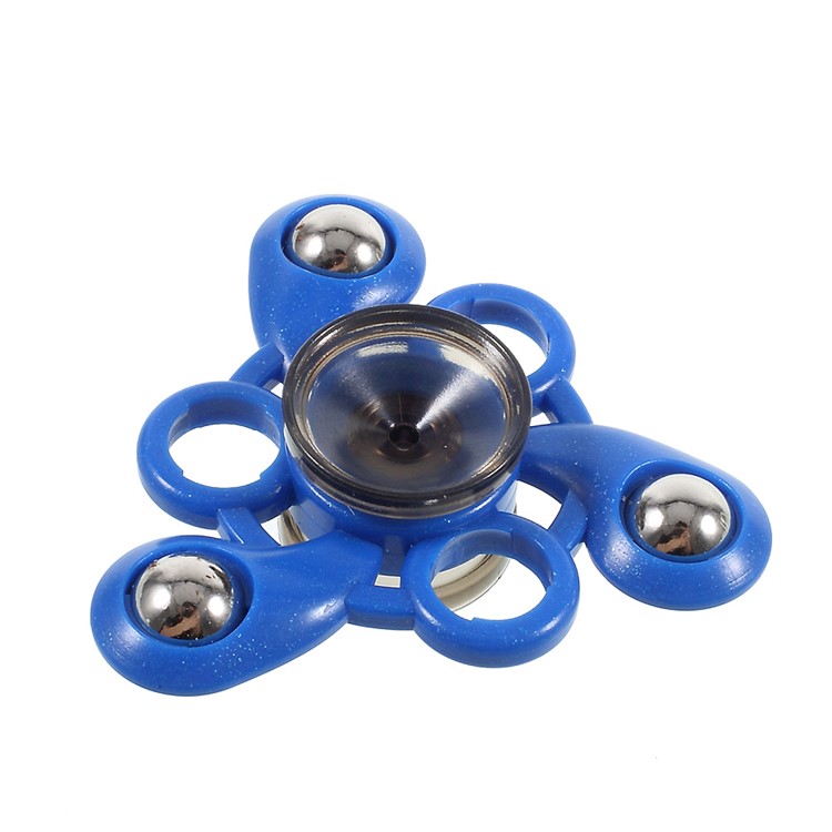 3 Metal Balls Decor Tri-spinner Fidget Hand Spinner Anti Anxiety EDC Toy for Autism ADHD - Blue-1