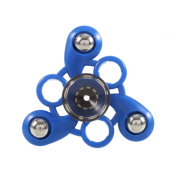 3 Metal Balls Decor Tri-spinner Fidget Hand Spinner Anti Anxiety EDC Toy for Autism ADHD - Blue-4