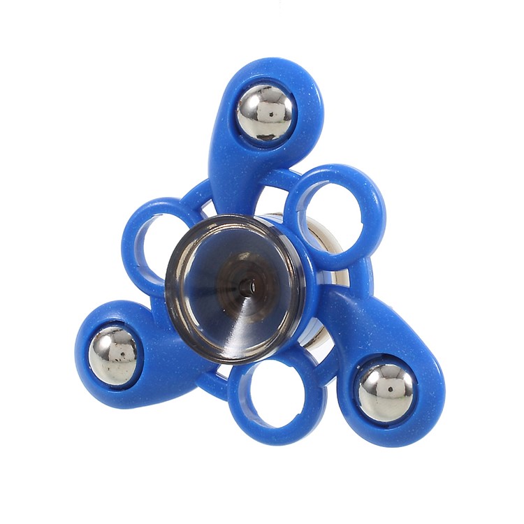 3 Metal Balls Decor Tri-spinner Fidget Hand Spinner Anti Anxiety EDC Toy for Autism ADHD - Blue-5