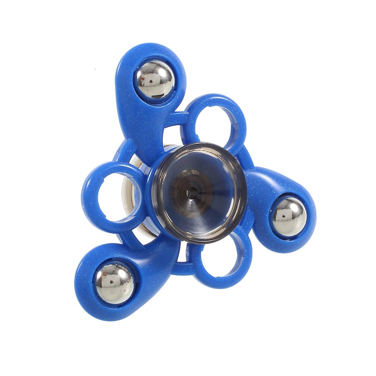 3 Metal Balls Decor Tri-spinner Fidget Hand Spinner Anti Anxiety EDC Toy for Autism ADHD - Blue-6