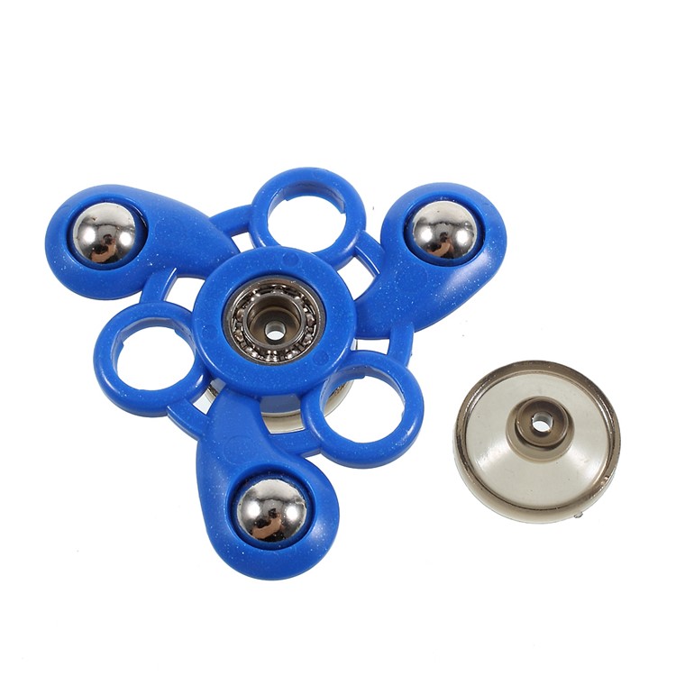 3 Metal Balls Decor Tri-spinner Fidget Hand Spinner Anti Anxiety EDC Toy for Autism ADHD - Blue-7