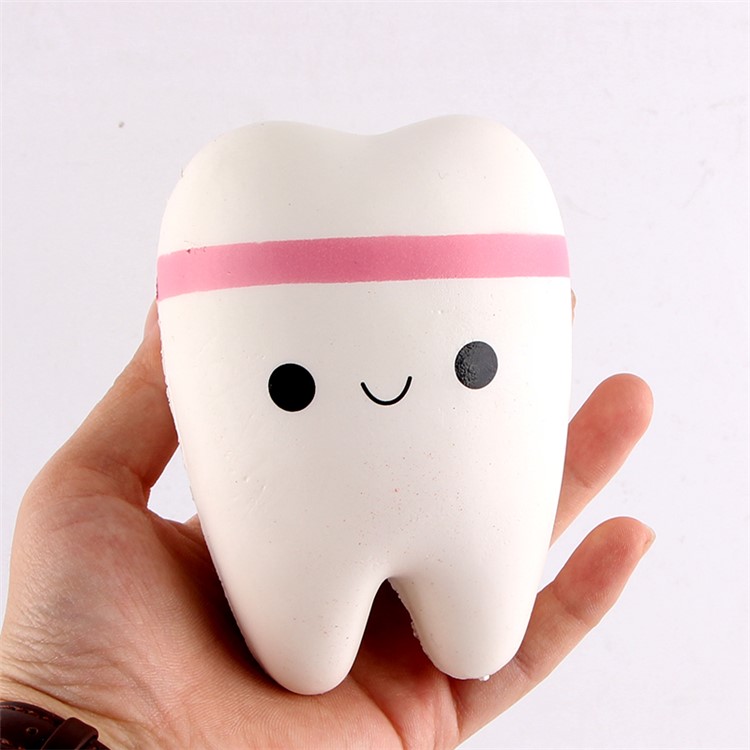 Slow Rising Cute PU Stress Relief Squeezing Tooth Shape Pressure Reduced Toy - Pink-1