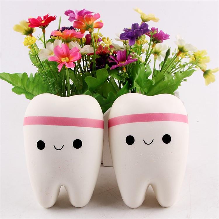 Slow Rising Cute PU Stress Relief Squeezing Tooth Shape Pressure Reduced Toy - Pink-2
