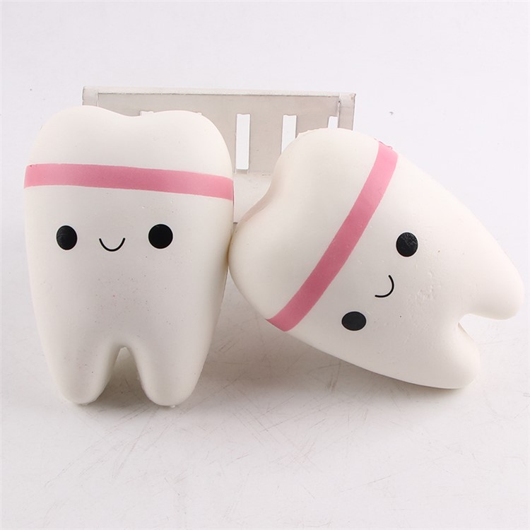 Slow Rising Cute PU Stress Relief Squeezing Tooth Shape Pressure Reduced Toy - Pink-3