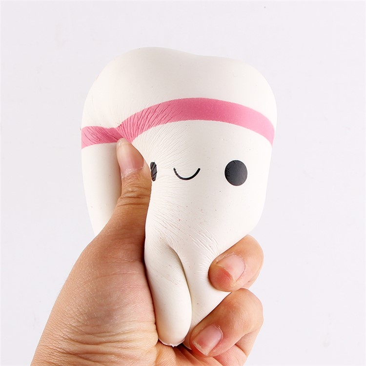 Slow Rising Cute PU Stress Relief Squeezing Tooth Shape Pressure Reduced Toy - Pink-4