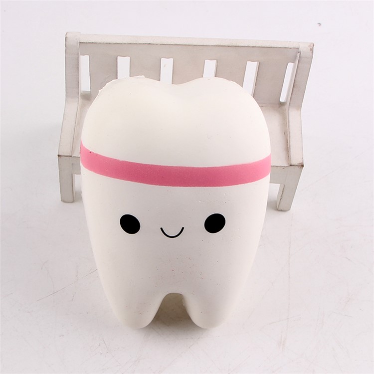 Slow Rising Cute PU Stress Relief Squeezing Tooth Shape Pressure Reduced Toy - Pink-5