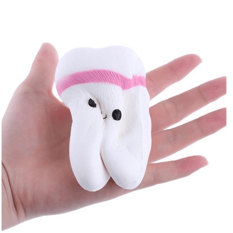 Slow Rising Cute PU Stress Relief Squeezing Tooth Shape Pressure Reduced Toy - Pink-6