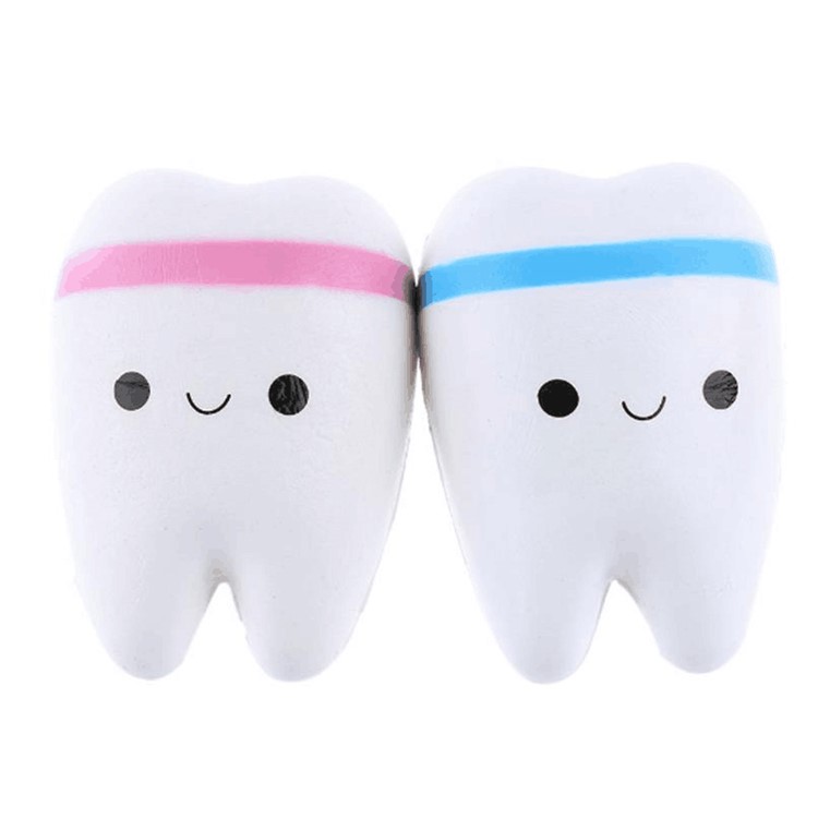 Cute PU Stress Relief Tooth Shape Spingback Pressure Reduced Toy - Blue-2