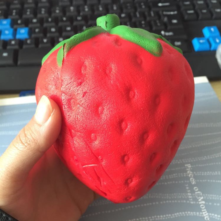 Decorative PU Foam Strawberry Decompression Squeeze Toy - Red-1