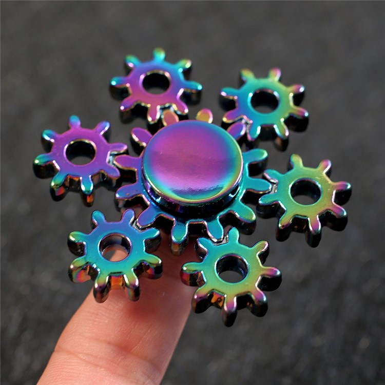 Colorful Gear Pattern EDC Kirsite High Speed Hexagon Hand Spinner Fidget Finger Toy-2