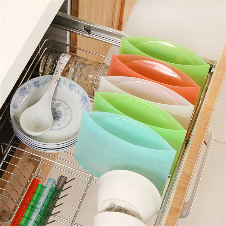 Reusable Silicone Food Storage Bag Airtight Container - White-7
