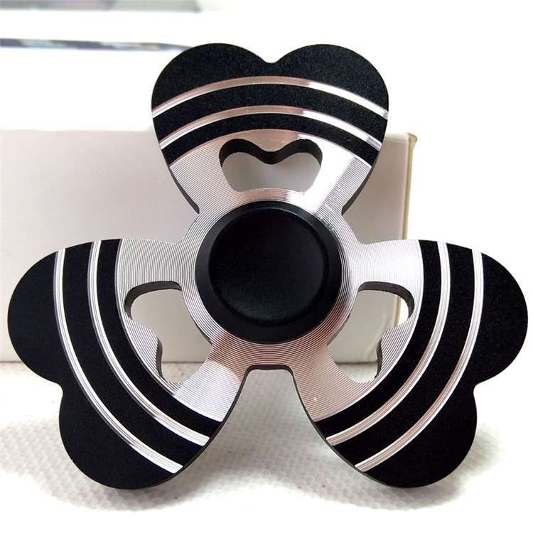 Heart Shape Aluminum Alloy EDC Triangle Spinner Fidget Spinner Hand Finger Toy - Black-2
