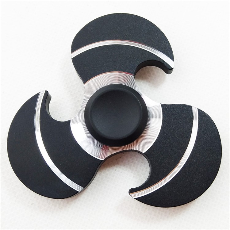 Hot Wheels Shape Aluminum Alloy Tri-Spinner Fidget Spinner Hand Finger Toy - Black-1