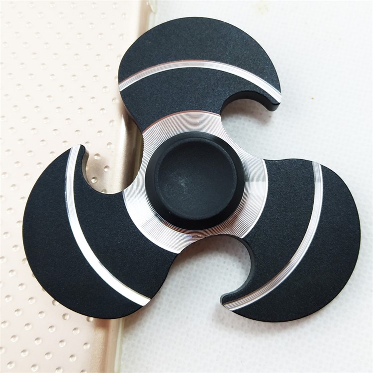 Hot Wheels Shape Aluminum Alloy Tri-Spinner Fidget Spinner Hand Finger Toy - Black-2