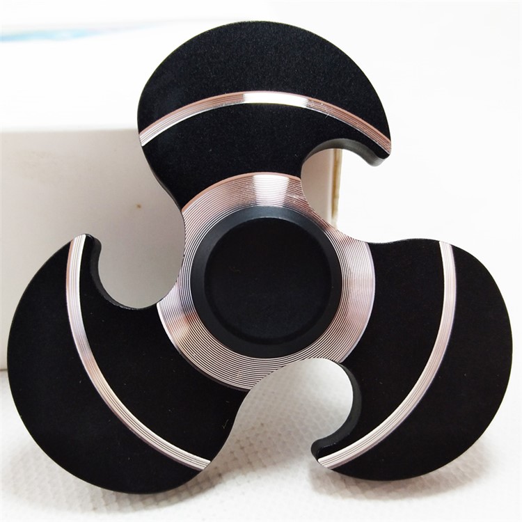 Hot Wheels Shape Aluminum Alloy Tri-Spinner Fidget Spinner Hand Finger Toy - Black-3