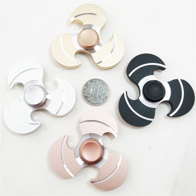 Hot Wheels Shape Aluminum Alloy Tri-Spinner Fidget Spinner Hand Finger Toy - Black-4